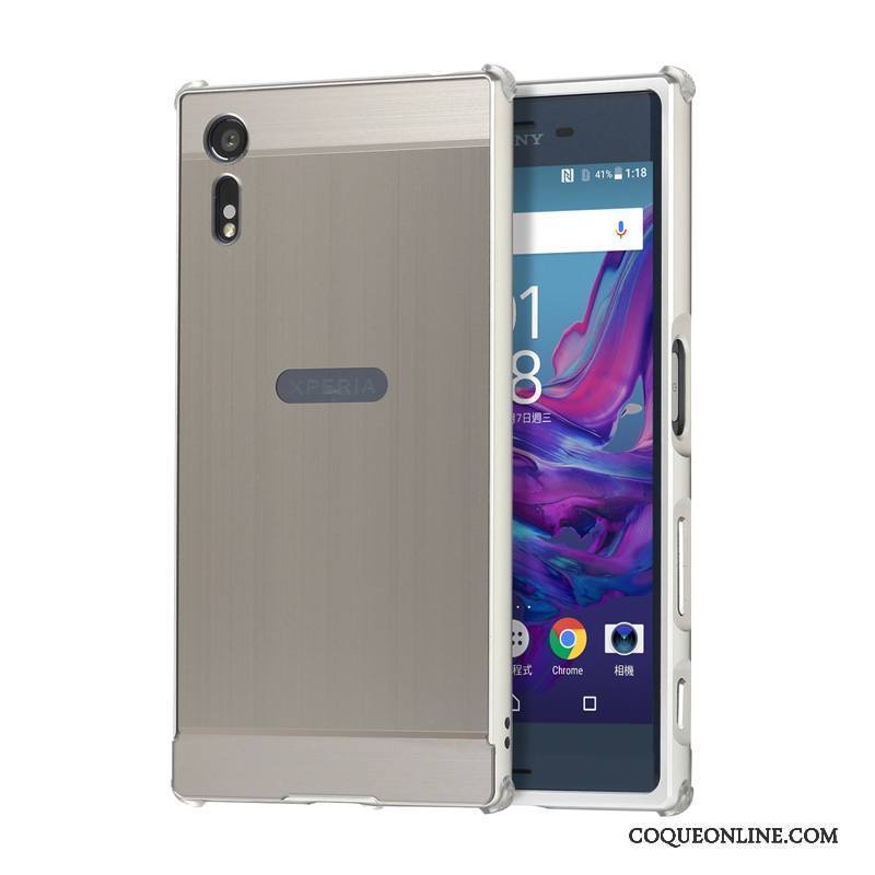 Sony Xperia Xz Coque De Téléphone Border Argent Téléphone Portable Tendance Étui