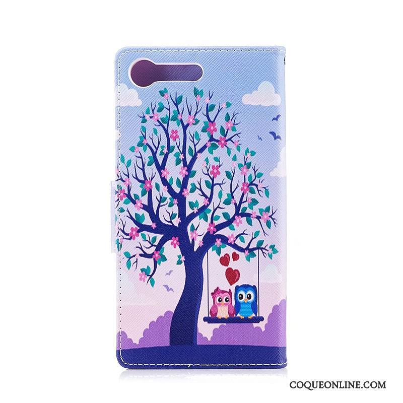 Sony Xperia Xz Premium Étui Protection Peinture Étui En Cuir Violet Coque De Téléphone Housse