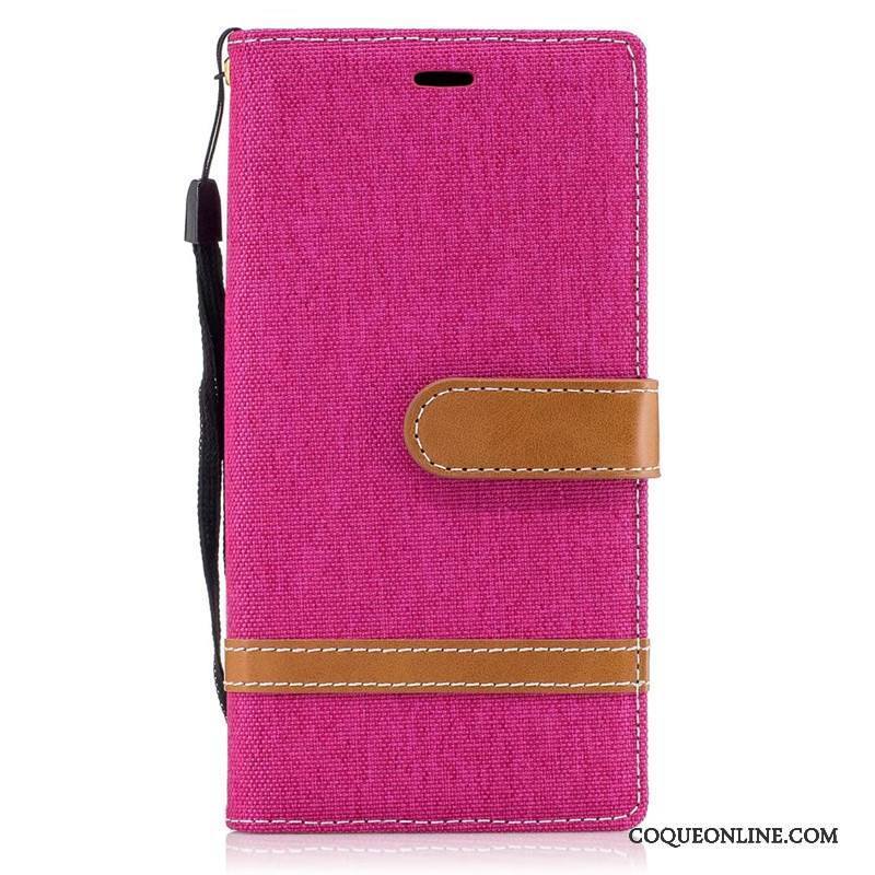 Sony Xperia Xz Rouge Protection Téléphone Portable En Denim Étui Coque Housse