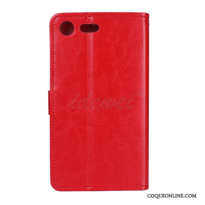 Sony Xperia Xz1 Compact Coque De Téléphone Housse Protection Téléphone Portable Rouge Étui Étui En Cuir