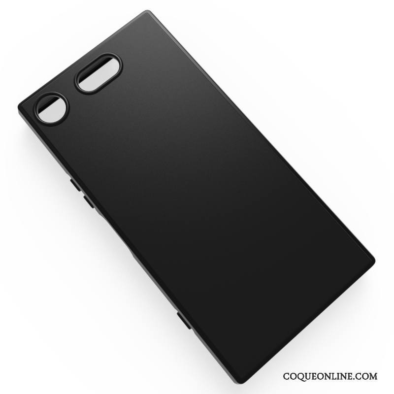 Sony Xperia Xz1 Compact Incassable Coque De Téléphone Noir Fluide Doux Protection Délavé En Daim Étui