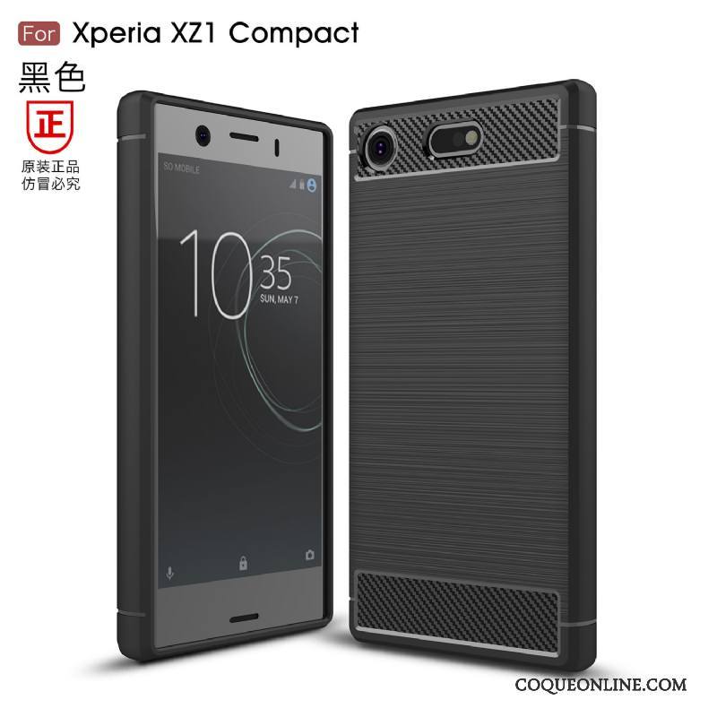 Sony Xperia Xz1 Compact Incassable Fibre Tout Compris Noir Coque De Téléphone Fluide Doux
