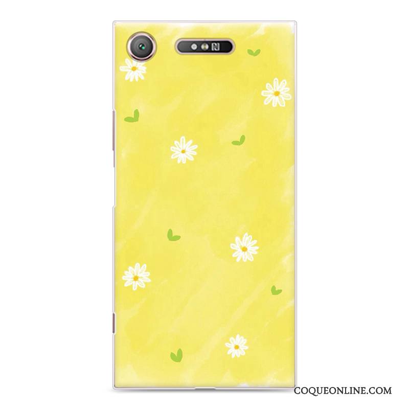 Sony Xperia Xz1 Fleurs Protection Coque De Téléphone Étui Incassable Jaune Peinture