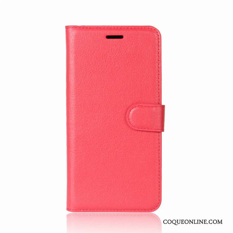 Sony Xperia Xz1 Protection Coque De Téléphone Housse Étui En Cuir Rouge Portefeuille Noir