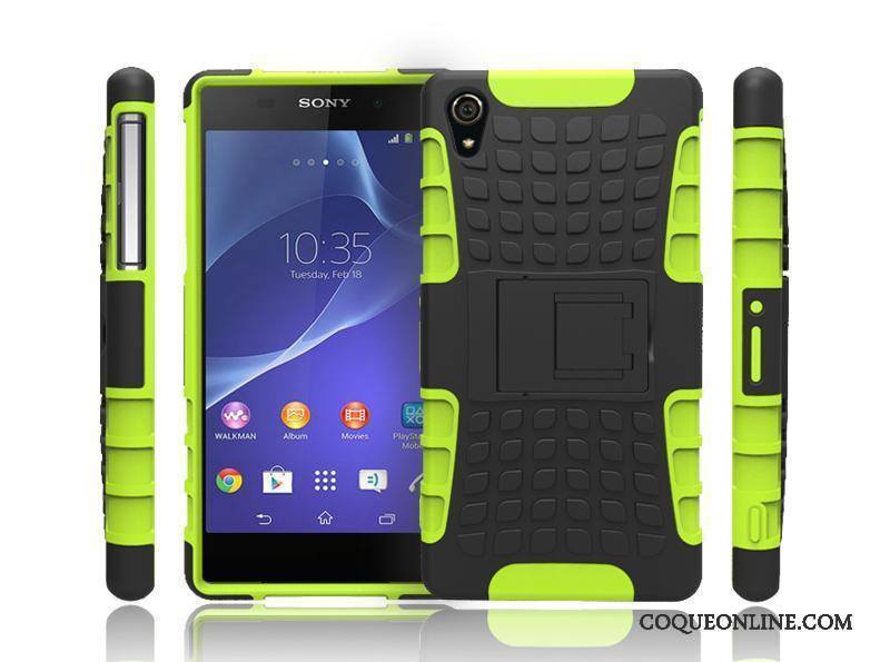 Sony Xperia Z2 Coque De Téléphone Antidérapant Étui Modèle Fleurie Incassable Vert Protection