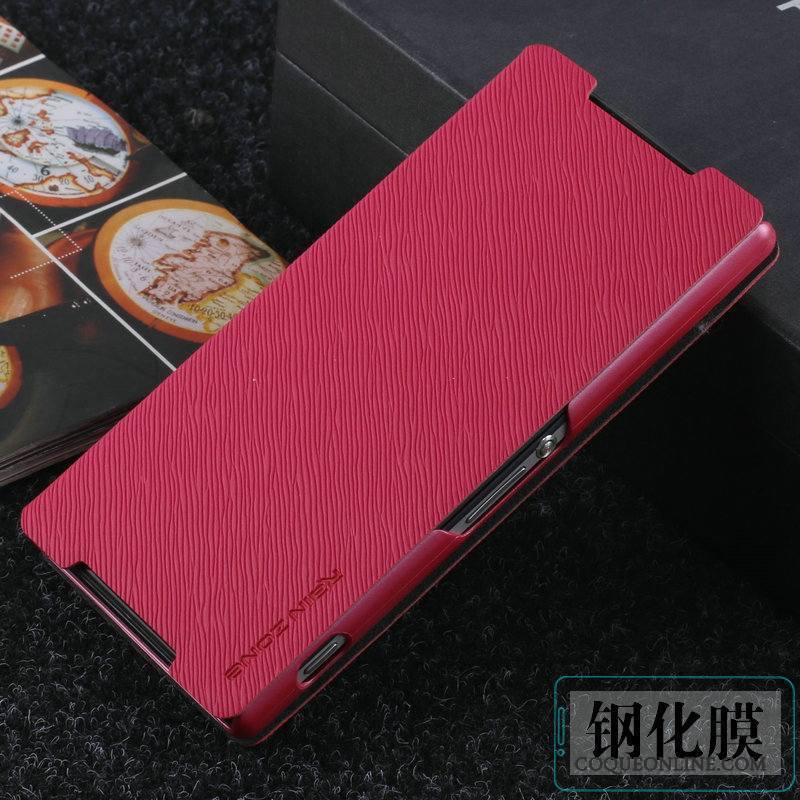 Sony Xperia Z2 Étui En Cuir Protection Clamshell Incassable Rouge Business Coque De Téléphone