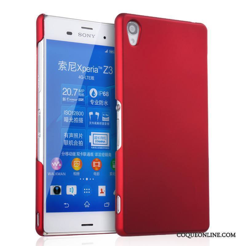 Sony Xperia Z3 Coque De Téléphone Étui Délavé En Daim Protection Difficile Rouge