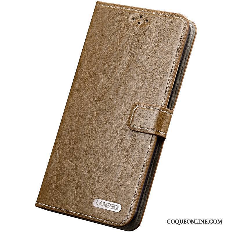 Sony Xperia Z3+ Coque Marron Incassable Étui En Cuir Silicone Simple Cuir Véritable Clamshell