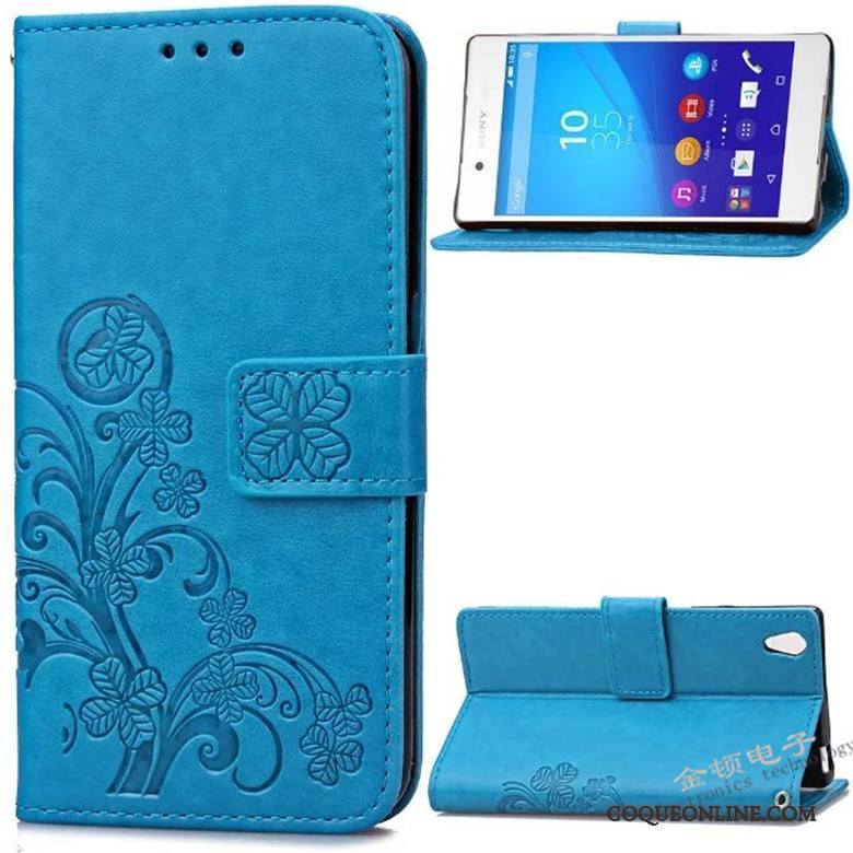 Sony Xperia Z3+ Coque Étui En Cuir Téléphone Portable Silicone Protection Fluide Doux Housse Bleu