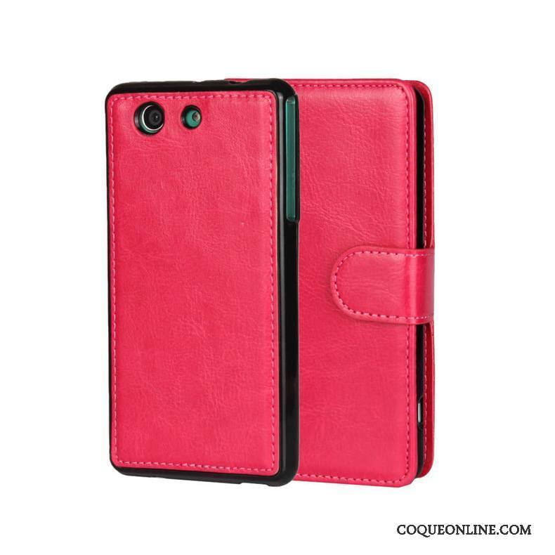 Sony Xperia Z3 Étui En Cuir Téléphone Portable Rouge Coque Protection
