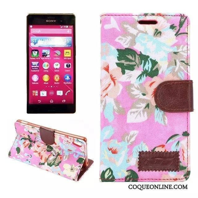 Sony Xperia Z3+ Étui Protection Coque De Téléphone Téléphone Portable Rose Étui En Cuir