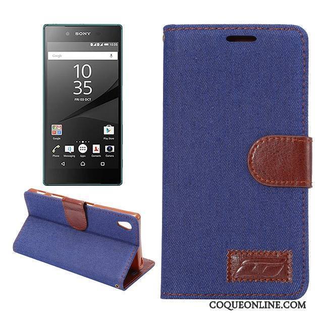 Sony Xperia Z5 Étui Coque De Téléphone Fluide Doux Protection Tissu Modèle Fleurie Bleu