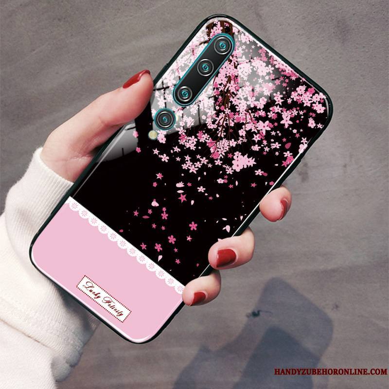 Xiaomi Mi 10 Coque Étui Verre Protection Frais Rêver Sakura Noir