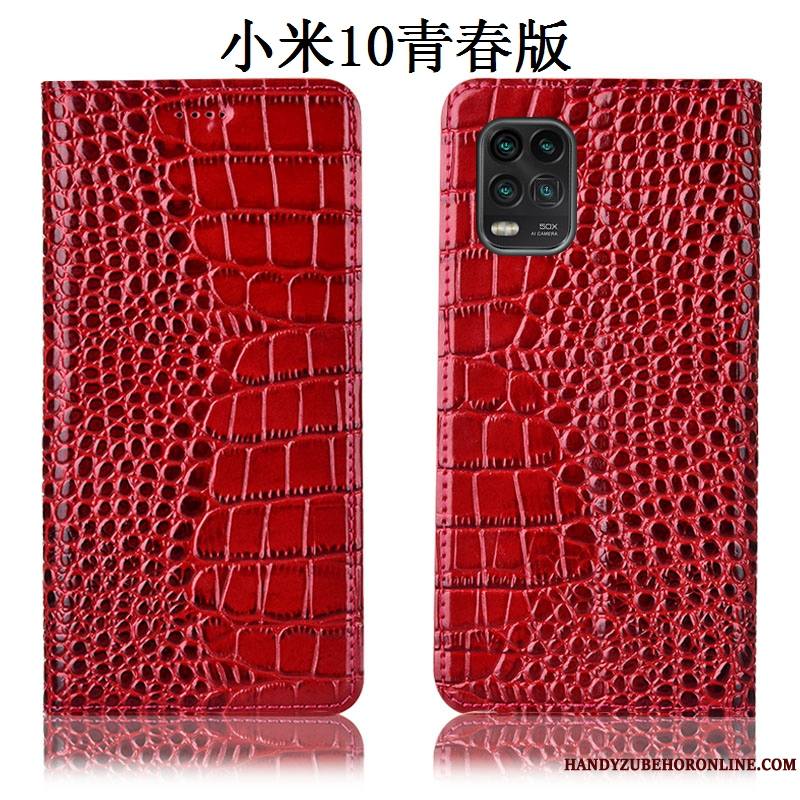 Xiaomi Mi 10 Lite Coque De Téléphone Étui En Cuir Tout Compris Housse Rouge Incassable Petit