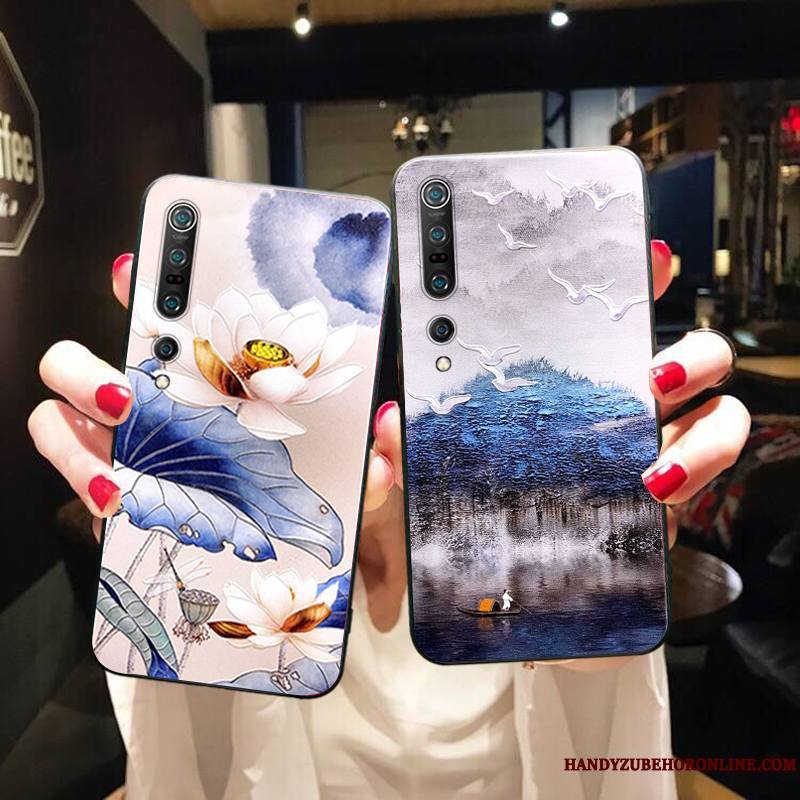 Xiaomi Mi 10 Pro Coque Nouveau Étui Tendance Ornements Suspendus Vintage Délavé En Daim Silicone