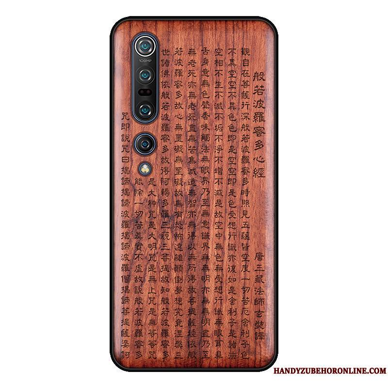 Xiaomi Mi 10 Pro Coque Simple En Bois Étui Vintage Style Chinois Personnalisé Personnalité