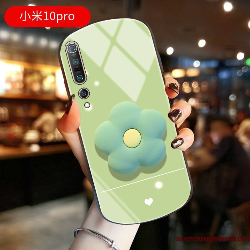 Xiaomi Mi 10 Pro Fleurs Protection Verre Coque De Téléphone Amoureux Vert Arc