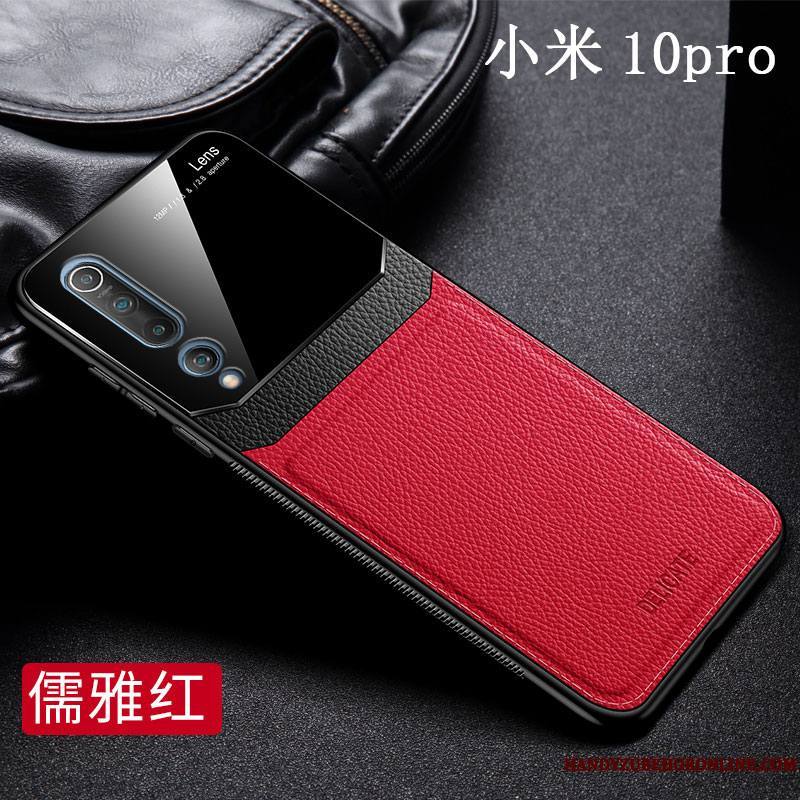 Xiaomi Mi 10 Pro Petit Rouge Business Coque De Téléphone Protection Cuir Étui
