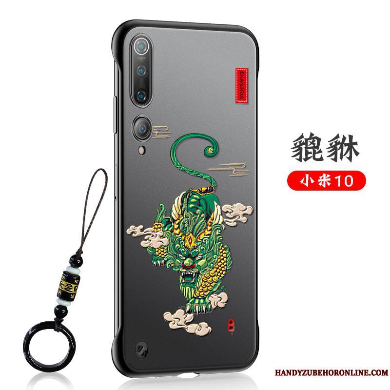 Xiaomi Mi 10 Style Chinois Gaufrage Grue Fluide Doux Coque De Téléphone Créatif Net Rouge