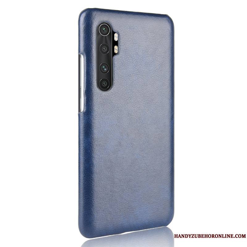 Xiaomi Mi Note 10 Lite Coque Jeunesse Bleu Cuir Litchi Petit Protection Étui