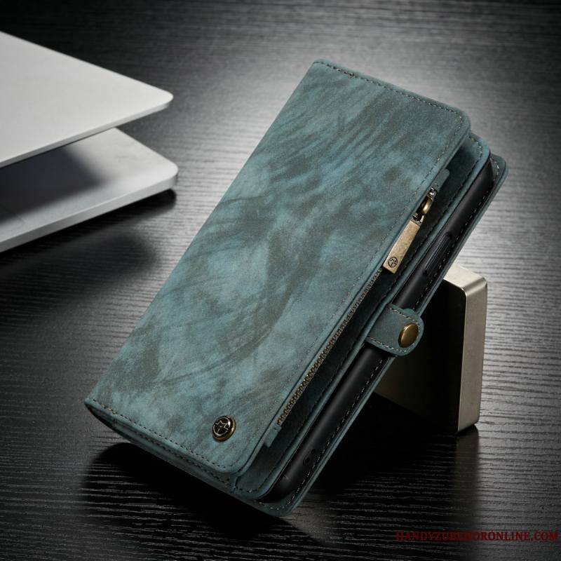 iPhone 11 Clamshell Étui En Cuir Nouveau Incassable Portefeuille Coque De Téléphone Bleu