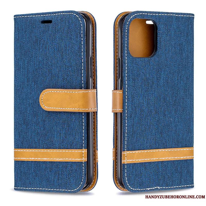 iPhone 11 Coque En Denim Carte Bleu Étui Housse Portefeuille