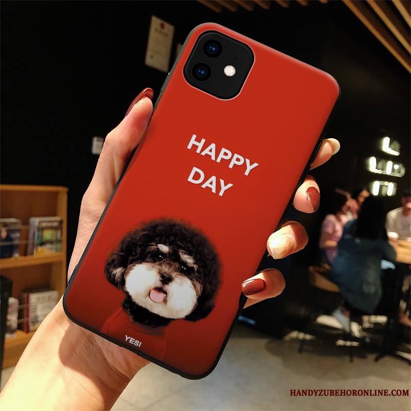 iPhone 11 Coque Mignonne Tout Compris Amoureux Rouge Silicone Net Rouge Charmant