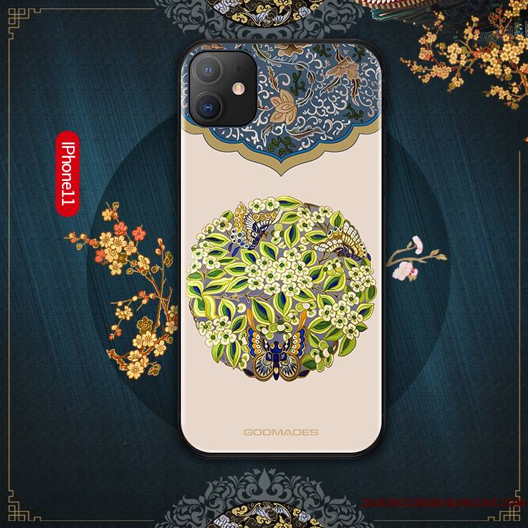iPhone 11 Coque Style Chinois Incassable Créatif Nouveau Étui Fluide Doux Vert