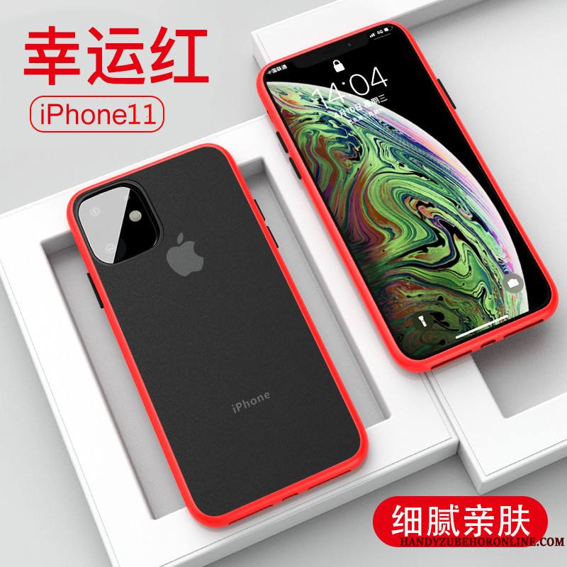 iPhone 11 Délavé En Daim Tout Compris Luxe Silicone Coque De Téléphone Net Rouge Incassable