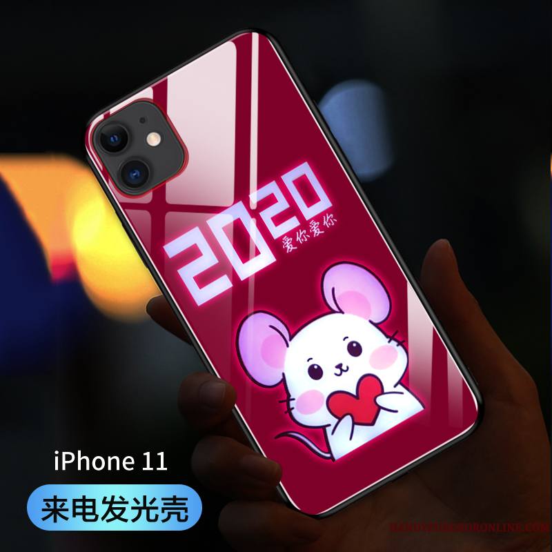 iPhone 11 Incassable Marque De Tendance Amoureux Rouge De Fête Coque De Téléphone Net Rouge