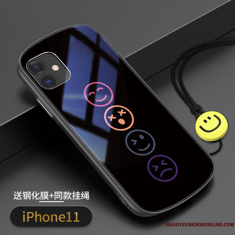 iPhone 11 Noir Très Mince Coque De Téléphone Verre Incassable Marque De Tendance