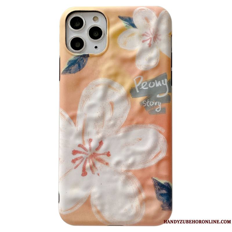 iPhone 11 Pro Art Fleurs Rose Étui Coque De Téléphone Peinture À L'huile Personnalité