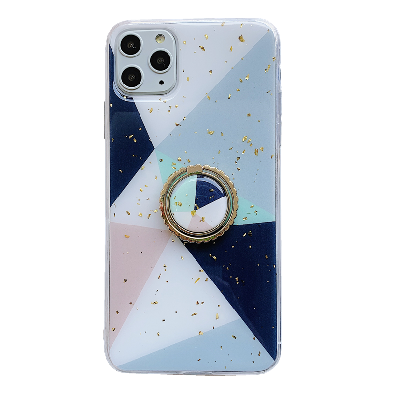 iPhone 11 Pro Coque Créatif Personnalité Géométrie Protection Incassable Tout Compris Or