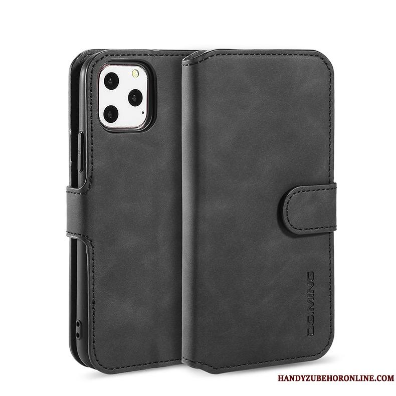 iPhone 11 Pro Coque De Téléphone Business Cuir Véritable Protection Étui Noir Incassable