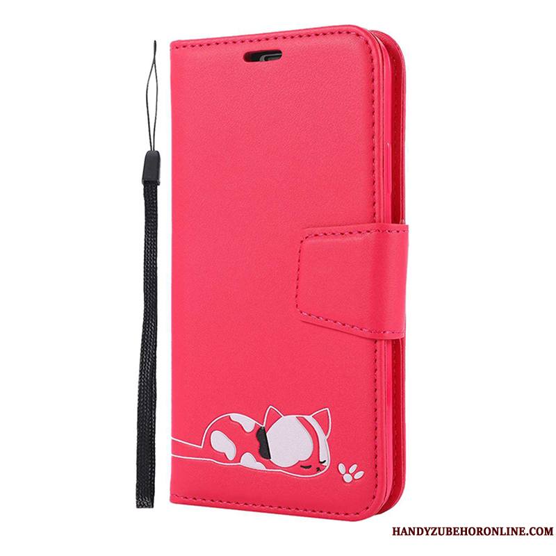 iPhone 11 Pro Coque De Téléphone Dessin Animé Housse Rouge Portefeuille Étui En Cuir