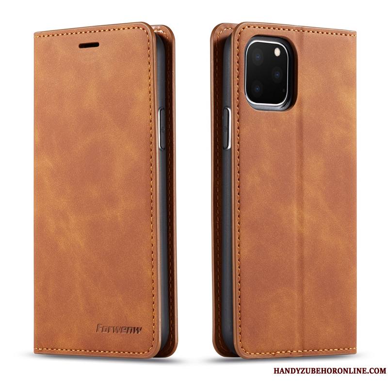 iPhone 11 Pro Coque De Téléphone Étui En Cuir Portefeuille Vintage Business Velours Housse