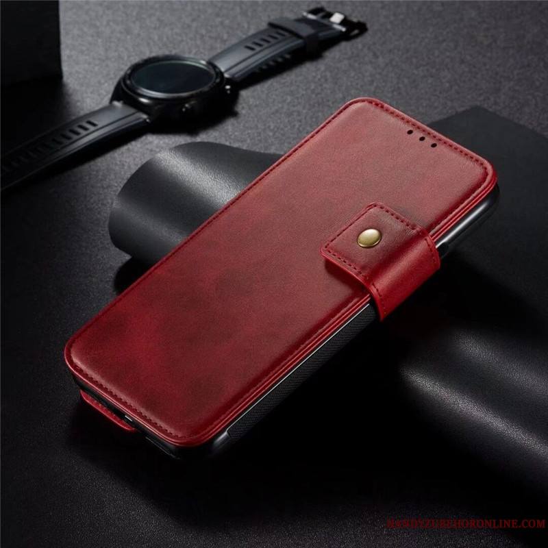iPhone 11 Pro Coque Housse Business Nouveau Protection Rouge Étui En Cuir Incassable