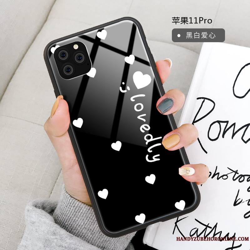 iPhone 11 Pro Coque Miroir Points Protection Verre Nouveau Amour Marque De Tendance