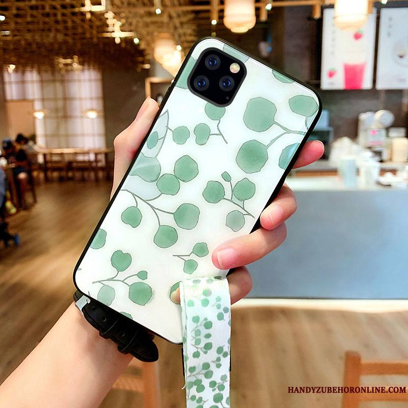 iPhone 11 Pro Coque Vert Personnalité Très Mince Ornements Suspendus Incassable Luxe Net Rouge