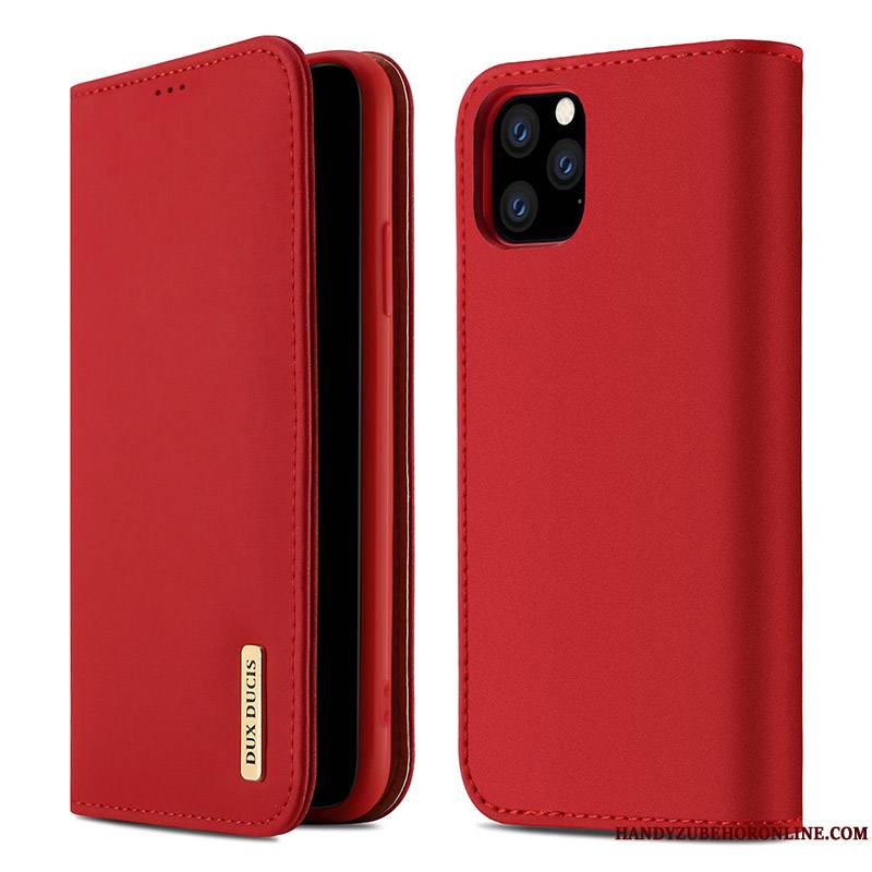 iPhone 11 Pro Coque Étui Téléphone Portable Rouge Incassable Tout Compris Étui En Cuir Cuir Véritable