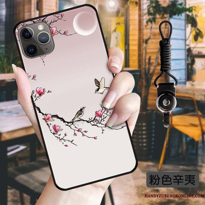 iPhone 11 Pro Encre Fluide Doux Coque Rose Protection Style Chinois De Téléphone