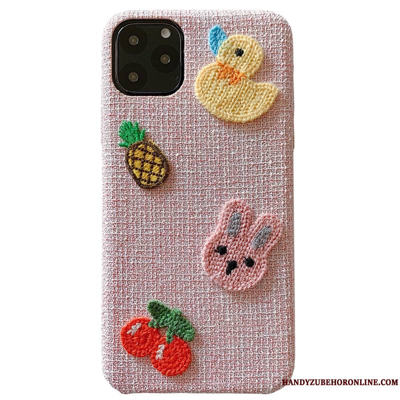 iPhone 11 Pro Max Coque De Téléphone Créatif Animal Dessin Animé Protection Étui Rose