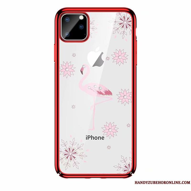 iPhone 11 Pro Max Coque Étui Très Mince Tout Compris Strass Rouge Protection Luxe