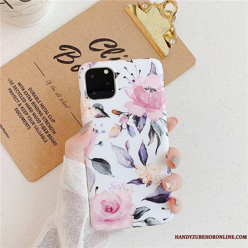 iPhone 11 Pro Max Fleurs Tout Compris Coque De Téléphone Très Mince Incassable Rose Vintage