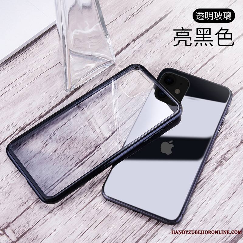 iPhone 11 Pro Max Noir Transparent Étui Incassable Coque De Téléphone Simple Verre