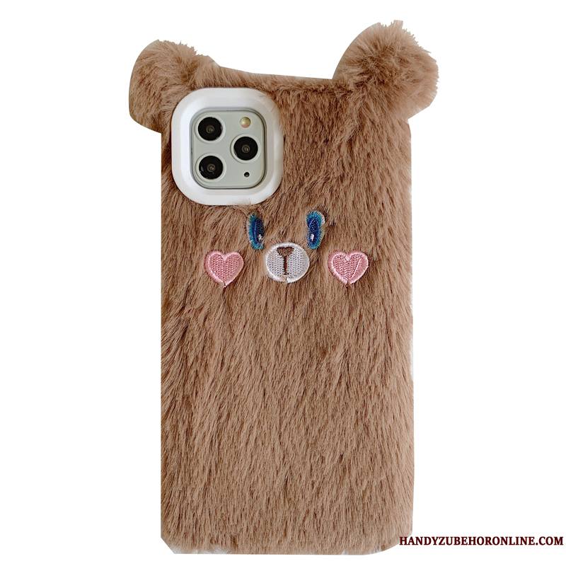 iPhone 11 Pro Petit Étui Peluche Ours Personnalité Coque De Téléphone