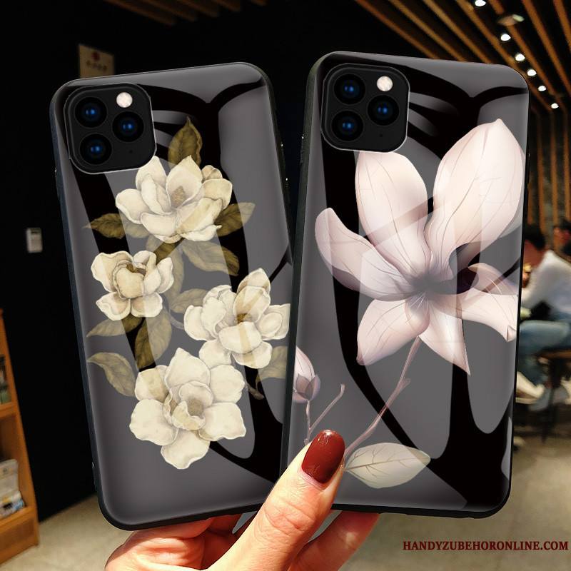 iPhone 11 Pro Protection Coque De Téléphone Simple Verre Étui Luxe Fleur