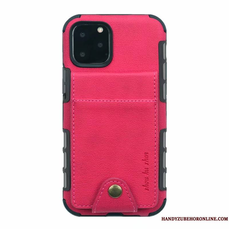 iPhone 11 Pro Sac Carte Portefeuille Rouge Étui En Cuir Coque De Téléphone