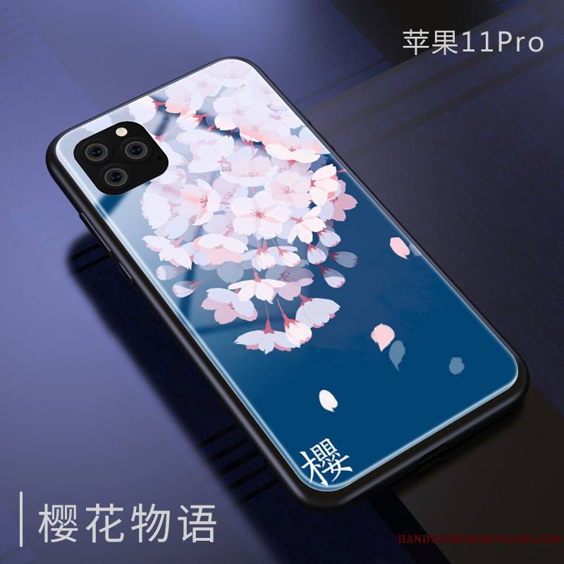 iPhone 11 Pro Sakura Nouveau Beau Coque De Téléphone Bleu Miroir Étui