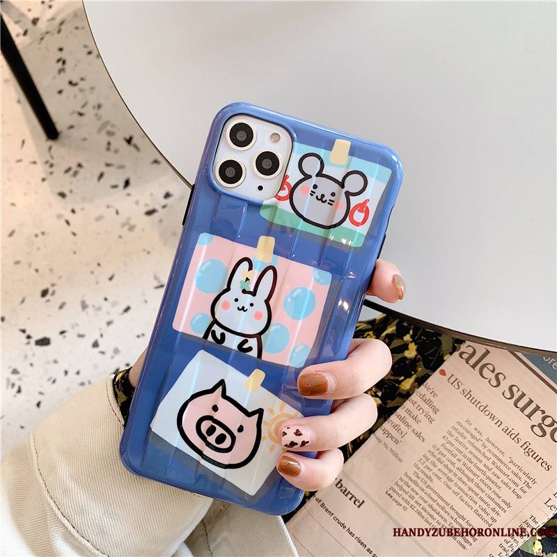 iPhone 11 Pro Tout Compris Animal Coque De Téléphone Dessin Animé Créatif Bleu Étui